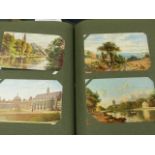 A LARGE COLLECTION OF POSTCARDS CONTAINED IN AN ALBUM.