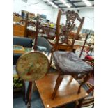 A REGENCY POLE SCREEN AND A SIDE CHAIR.