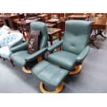 TWO EKORNES STRESSLESS RECLINERS.