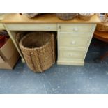 A BESPOKE PAINTED OAK DESK OR DRESSING TABLE BY SMALLBONE OF DEVIZES.