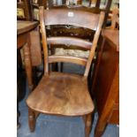 A VICTORIAN OXFORD SIDE CHAIR AND A PIANO STOOL.