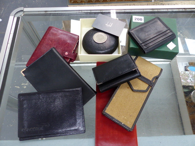 A SELECTION OF LEATHER WALLETS, CARD CASES, ETC TO INCLUDE CONCORD AND HOLLAND AND HOLLAND.