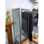 A GOOD QUALITY ALLOY FRAMED SHOP DISPLAY CABINET.