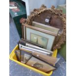 A PAIR OF GILT FRAMED MIRRORS, VARIOUS 19th.C.ENGRAVINGS,ETC.