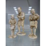 THREE IVORY ORIENTAL FIGURES.