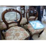 A SET OF FIVE VICTORIAN BALLOON BACK CHAIRS.