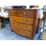 A 19th.C.MAHOGANY BOW FRONT CHEST OF DRAWERS.