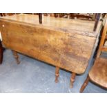 A FRUITWOOD DROP LEAF COTTAGE TABLE.