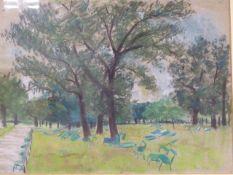 PAUL MAZE. (18878-1979) ST.JAMES PARK, SIGNED PASTEL. 54 x 71cms.