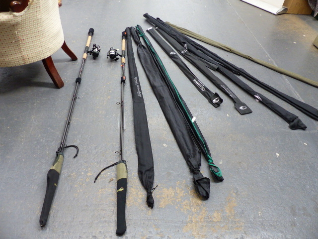 A QTY OF FISHING RODS TO INCLUDE FOX AVON DUO, GARBOLINO ROCKER PICER AND SUPER ROCKET, CORUM CS - Image 2 of 10