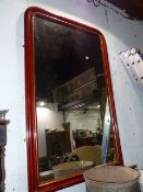 A LARGE VICTORIAN OVERMANTLE MIRROR WITH PAINTED FRAME. W.114 x H.181cms.