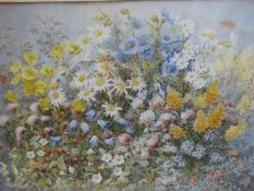 CUTHBERT GRESLEY. 20th.C. ARR. FLOWERS FROM THE MEADOW, SIGNED WATERCOLOUR. 39 x 55cms.