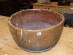 A LARGE PALMWOOD BOWL. Dia.63cms.