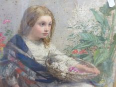 WILLIAM CHARLES THOMAS DOBSON. (1817-1898) THE FLOWER GIRL, SIGNED WITH MONOGRAM AND DATED 1877,