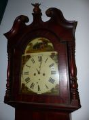 A 19th.C.MAHOGANY NORTH COUNTRY LONGCASE CLOCK WITH 8-DAY MOVEMENT AND PAINTED ARCH DIAL TOGETHER