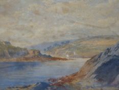 N.L.BRAITHWAITE. LATE 19th.C.ENGLISH SCHOOL. A RIVER VIEW, SIGNED WATERCOLOUR. 26 x 43cms.