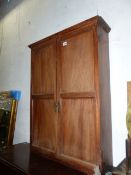 A 19th.C.MAHOGANY TWO DOOR WALL CABINET WITH SHELVED INTERIOR. 69 x 20 x H.92cms.
