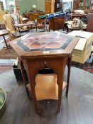 A LIBERTY'S STYLE ARTS AND CRAFTS OCTAGONAL OCCASIONAL TABLE WITH TILE INSET TOP. H.60cms.