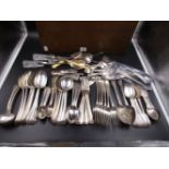 A SELECTION OF VICTORIAN, GEORGIAN AND OTHER SILVER HALLMARKED CASED CUTLERY VARIOUSLY DATED ,