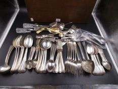 A SELECTION OF VICTORIAN, GEORGIAN AND OTHER SILVER HALLMARKED CASED CUTLERY VARIOUSLY DATED ,