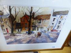 PHILIP SANDERSON. ENGLISH 20th/21st.C. ARR. POND SQUARE, SIGNED WATERCOLOUR. 26.5 x 36cms TOGETHER