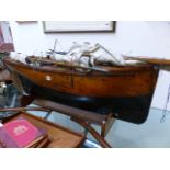 AN IMPRESSIVE LARGE 19th / 20th.C.SCRATCH BUILT POND YACHT WITH WEIGHTED KEEL COMPLETE WITH MASTS,