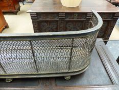 A 19th.C.BRASS AND WIREWORK NURSERY FENDER. W.100cms.