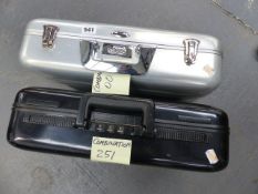 TWO EX-ASTON MARTIN HALIBURTON WORKSHOP BRIEFCASES WITH COMBINATION LOCKS. (2)