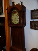 A 19th.C.MAHOGANY NORTH COUNTRY LONGCASE CLOCK WITH 30 HOUR MOVEMENT AND PAINTED ARCH DIAL