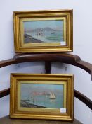 ATTRIB. TO GUISEPPE LAEZZA. (1835-1905) A PAIR OF NEOPOLITAN COASTAL VIEWS, SIGNED INDISTINCTLY, OIL