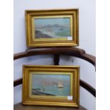 ATTRIB. TO GUISEPPE LAEZZA. (1835-1905) A PAIR OF NEOPOLITAN COASTAL VIEWS, SIGNED INDISTINCTLY, OIL