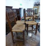 A GEO.III.OAK DROP LEAF COTTAGE DINING TABLE TOGETHER WITH A SET OF SIX FRENCH COUNTRY SIDE CHAIRS