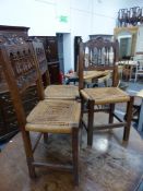 A GEO.III.OAK DROP LEAF COTTAGE DINING TABLE TOGETHER WITH A SET OF SIX FRENCH COUNTRY SIDE CHAIRS