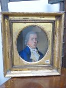 LATE 18th.C.ENGLISH SCHOOL. AN OVAL PORTRAIT OF A GENTLEMAN BELIEVED TO BE Dr. WALL OF WORCESTER,