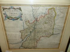 TWO ANTIQUE HAND COLOURED MAPS OF GLOUCESTERSHIRE AND THE NORTH RIDING OF YORKSHIRE BY ROBERT