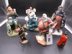 SIX ROYAL DOULTON FIGURES, THE TOWN CRIER, HN2361, GUY FAWKES, HN3271, GOOD KING WENCESLAS,