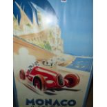 A VINTAGE STYLE FRAMED MONACO 8 AOUT 1937 MOTOR RACE POSTER. 64 x 100cms.