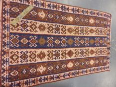 A BELOUCH RUG AND A TRIBAL KELIM RUG. LARGEST. 195 x 108cms.