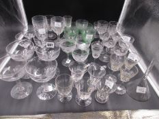 A COLLECTION OF 19th AND LATER DRINKING GLASSES TO INCLUDE FIVE CUSTARD GLASSES AND FOUR HOLLOW