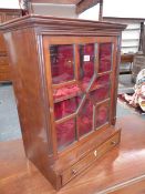 A 19th.C.MAHOGANY TABLE CABINET WITH A GLAZED DOOR OVER A SINGLE BASE DRAWER. 49 x 31 x H.63cms.