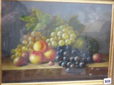 A DECORATIVE CONTINENTAL STILL LIFE OIL PAINTING ON BOARD. 31 x 42cms.