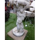 A COMPOSITE STONE FIGURE OF ATLAS SUPPORTING THE WORLD. H.90cms.