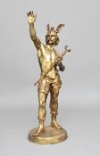 EMILE LAPORTE. A LATE 19TH CENTURY GILT BRONZE FIGURE OF A STANDING VIKING WITH WINGED HELMET. SIGN