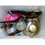 A QTY OF VINTAGE WRISTWATCHES, CIGARETTE LIGHTERS, ETC.