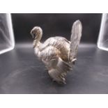 A GERMAN VICTORIAN HALLMARKED SILVER MODEL OF A TURKEY DATED 1890 FOR BERTHOLD MULLER & SON WITH