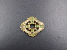 AN OLD CUT DIAMOND AND MULTI-STONE APPLIQUE SET IN PRECIOUS YELLOW METAL TESTS AS GOLD. 3.2cms X 3.