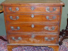 A GEORGIAN COLONIAL SMALL ROSEWOOD AND INLAID CHEST OF FOUR LONG GRADUATED DRAWERS ON BRACKET