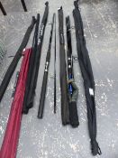 A QTY OF FISHING RODS TO INCLUDE TWO MAGIC WAND METHOD MATCH, 8-8 AND 6-6, OMNIX PELLET WAGGLER 10',