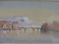 G.S.WALTERS. WHITBY HARBOUR, SIGNED AND DATED 1906, WATERCOLOUR. 17 x 25cms.