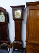 AN 18th.C.OAK CASED 30 HOUR LONGCASE CLOCK WITH 12" BRASS DIAL AND SILVERED CHAPTER RING AND DATE